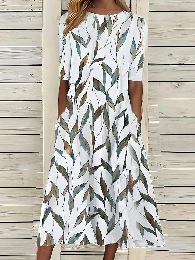 Zenviro – Zomerse midi-jurk met elegante bloemenprint