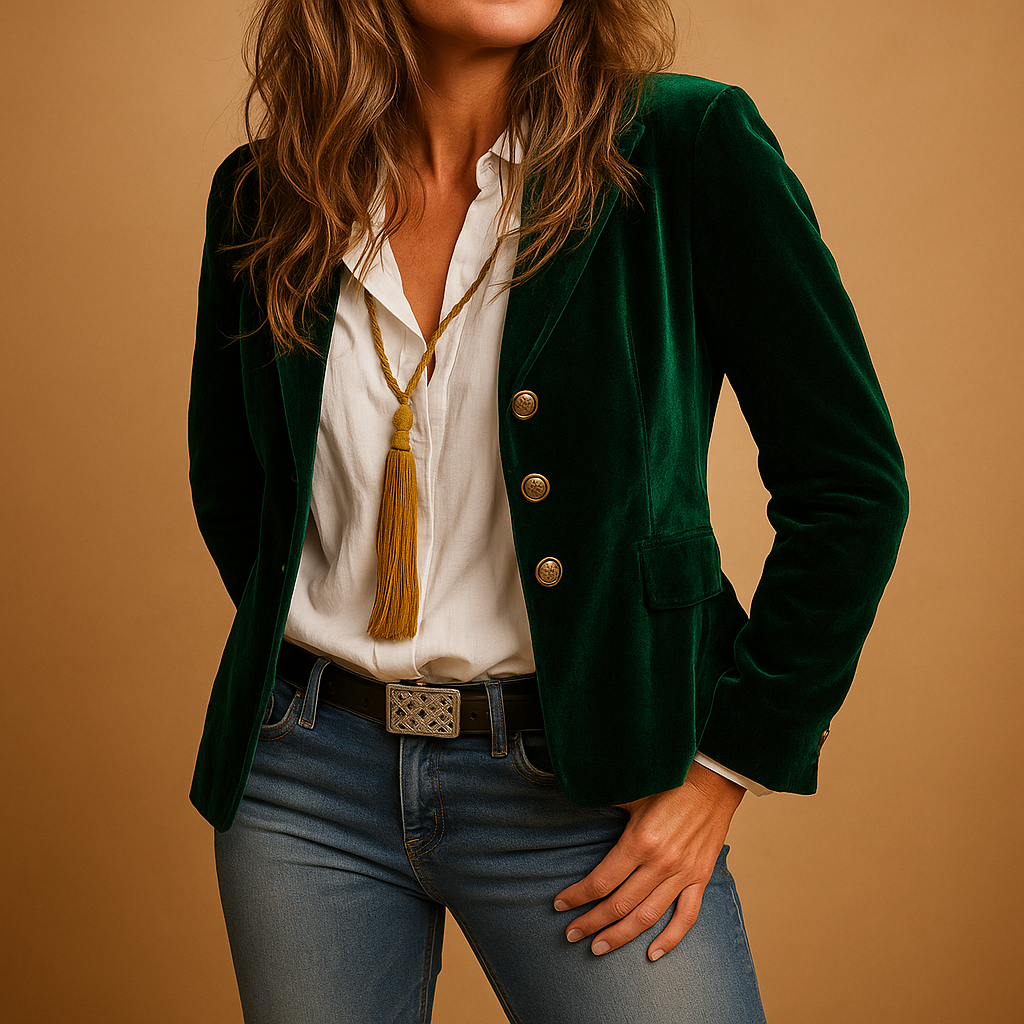 Retro slim-fit blazer met revers en zakken voor dames | Evelien