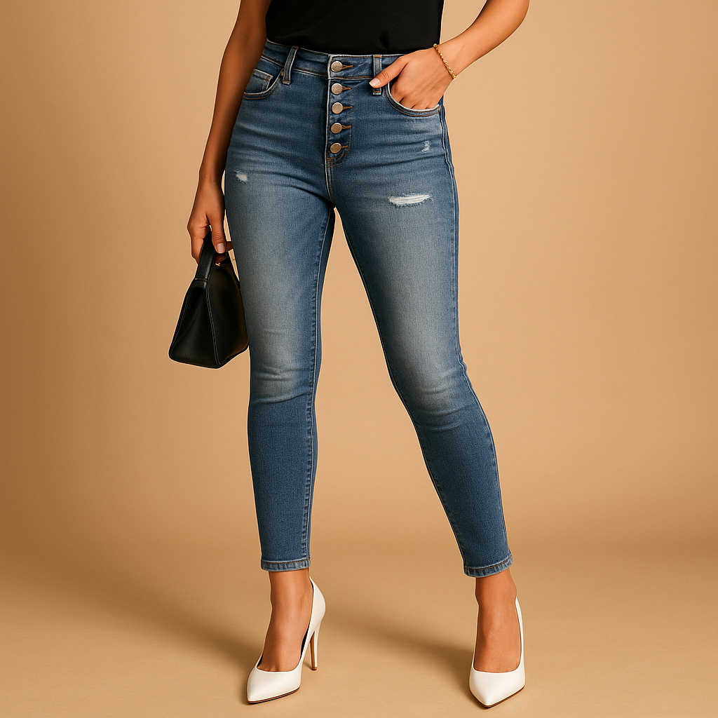 Slim fit ripped jeans voor dames | Mila