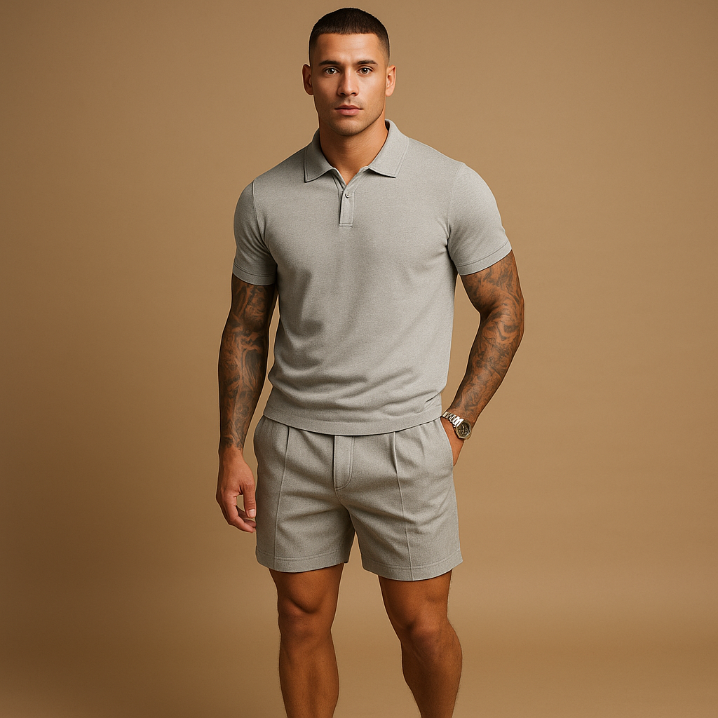 Streetwear set met overhemd en short voor heren | Bram