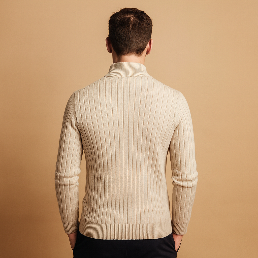 Sweater met half-zip en ribgebreide mouwen voor heren | Stefan