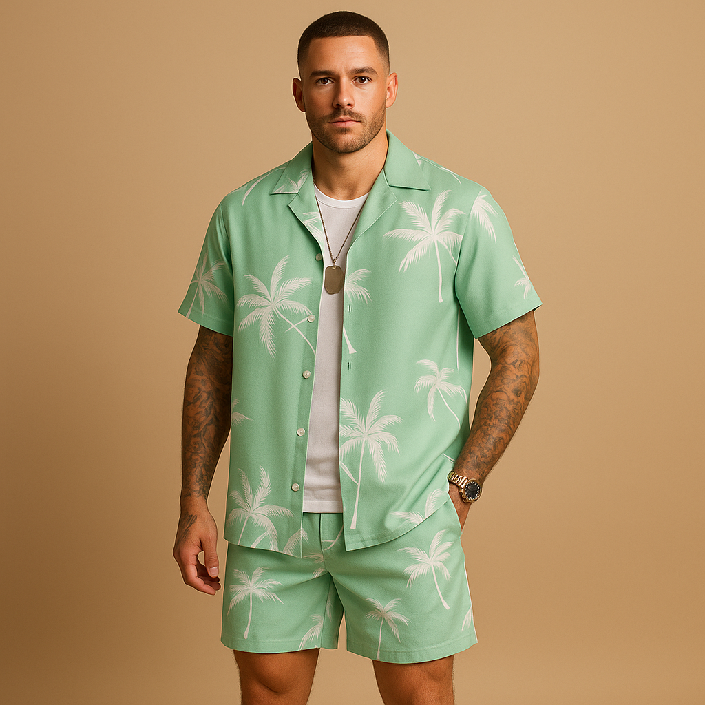 Tropisch zomersetje met palmbomenprint voor heren | Koen