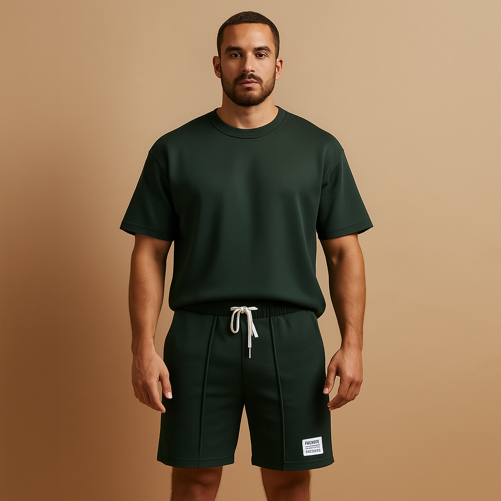 T-shirt en short set in effen kleur voor heren | Sunny