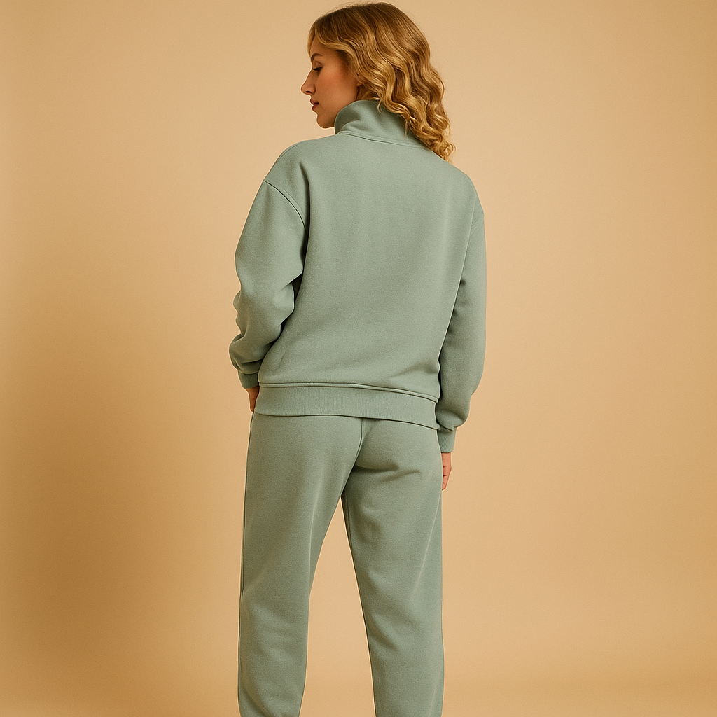 Tweedelig joggingpak met halve rits voor dames | Loïs