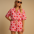 Tweedelig zomerpak met bloemenprint en elastische tailleband voor dames | Nena