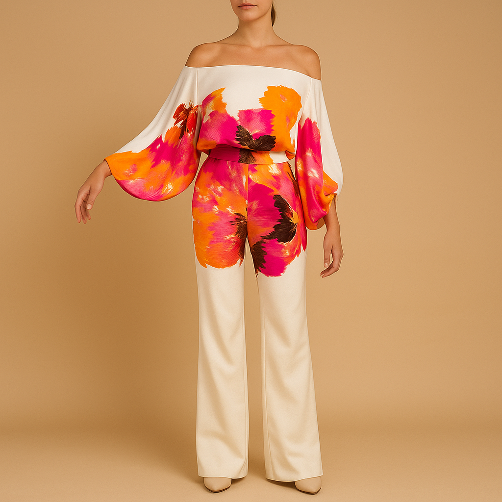 Tweedelige zomeroutfit met off-shoulder top voor dames | Celeste