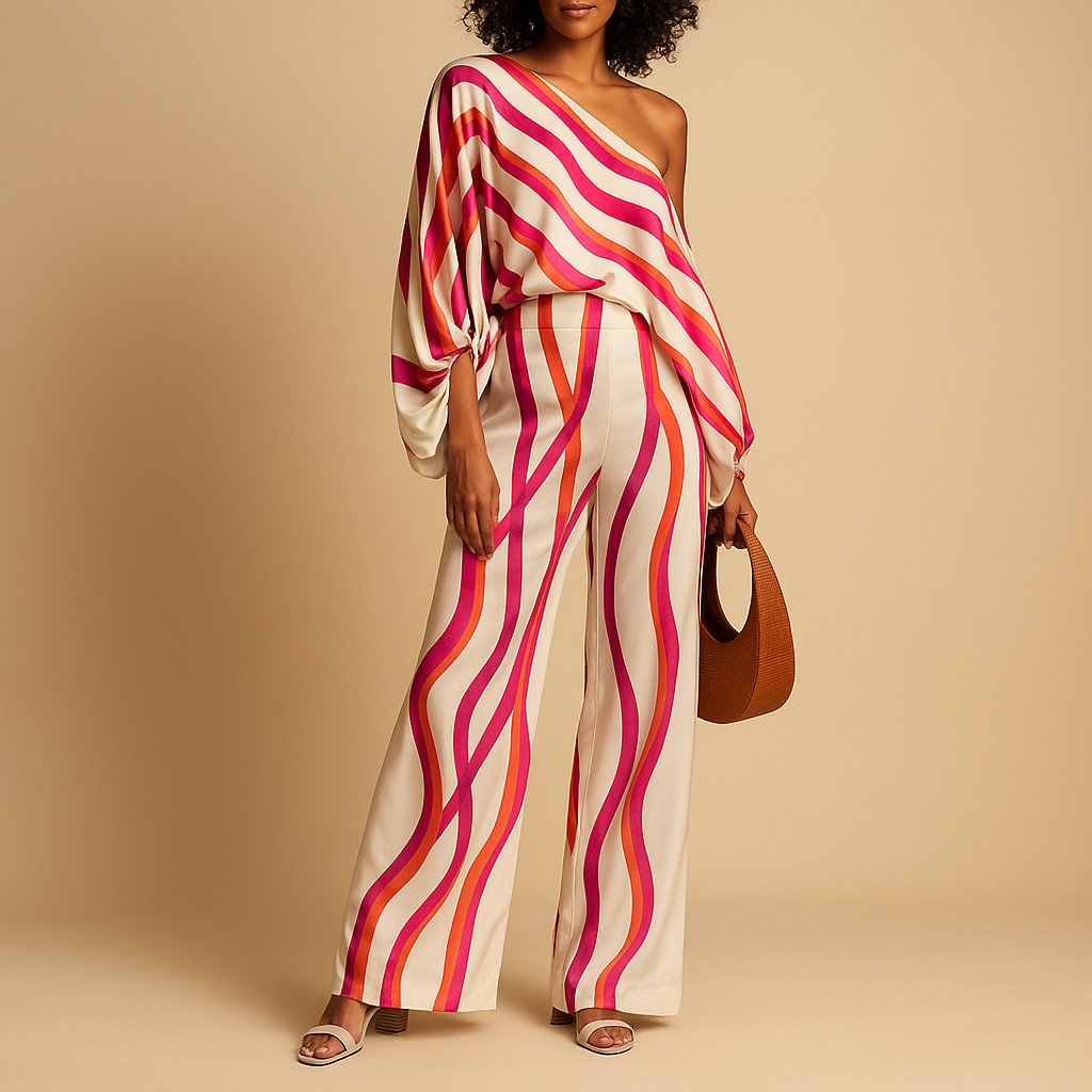 Tweedelige zomeroutfit met off-shoulder top voor dames | Celeste