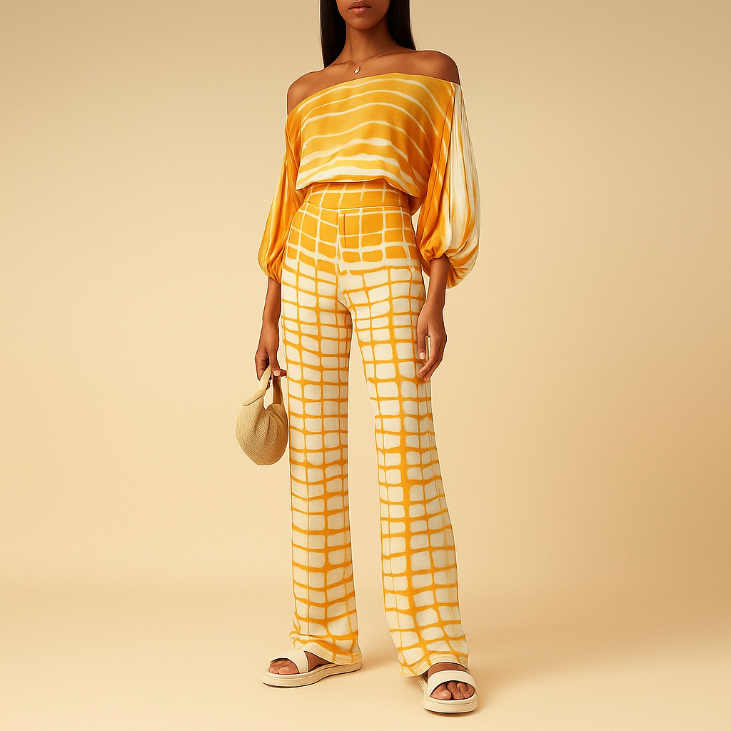 Tweedelige zomeroutfit met off-shoulder top voor dames | Celeste