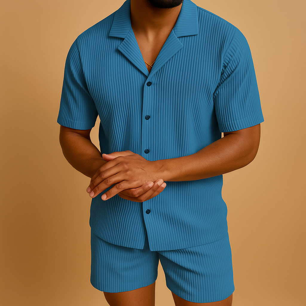 Tweedelige zomeroutfit voor heren met verfijnd design | Bram