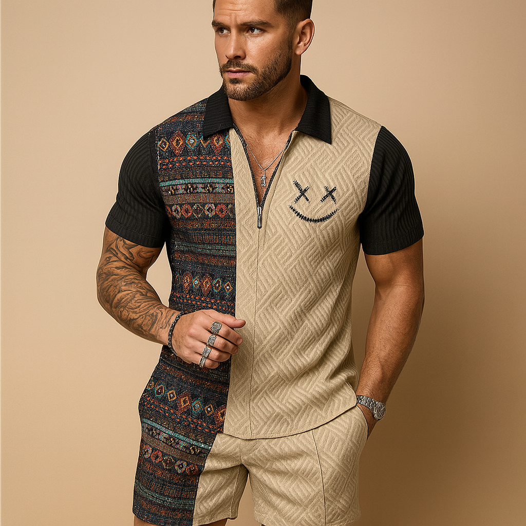 Tweedelige zomerset met polo en korte broek voor heren | Mason