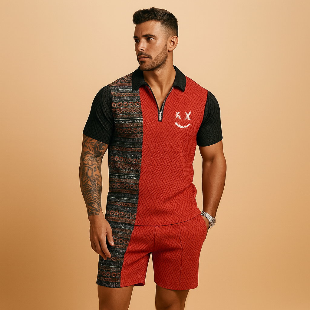 Tweedelige zomerset met polo en korte broek voor heren | Mason