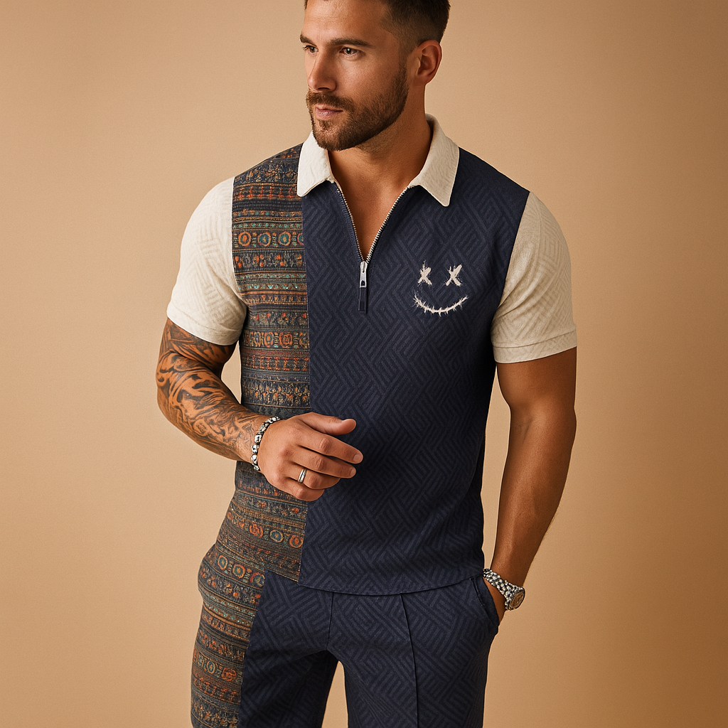Tweedelige zomerset met polo en korte broek voor heren | Mason
