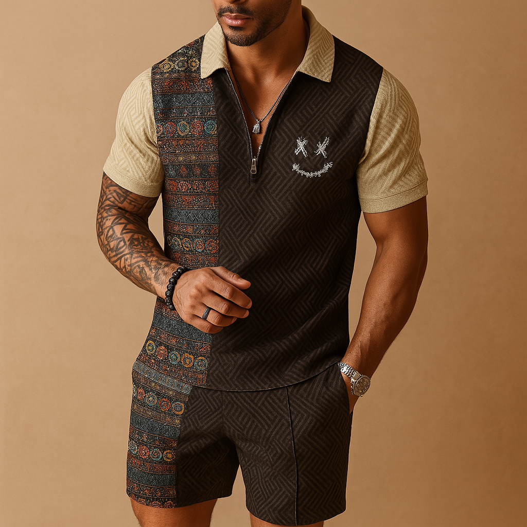 Tweedelige zomerset met polo en korte broek voor heren | Mason