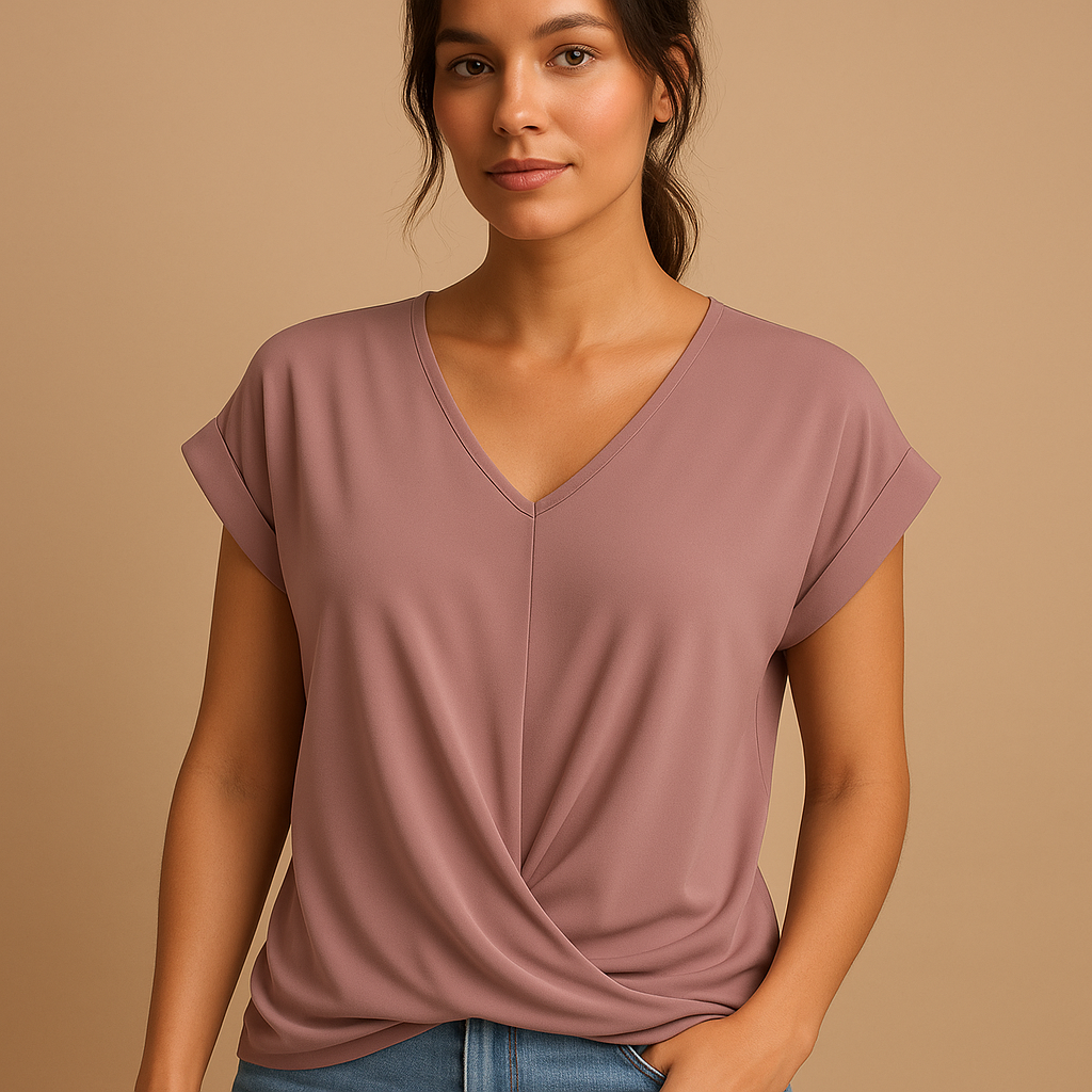 V-hals blouse met flatterende pasvorm voor dames | Joline