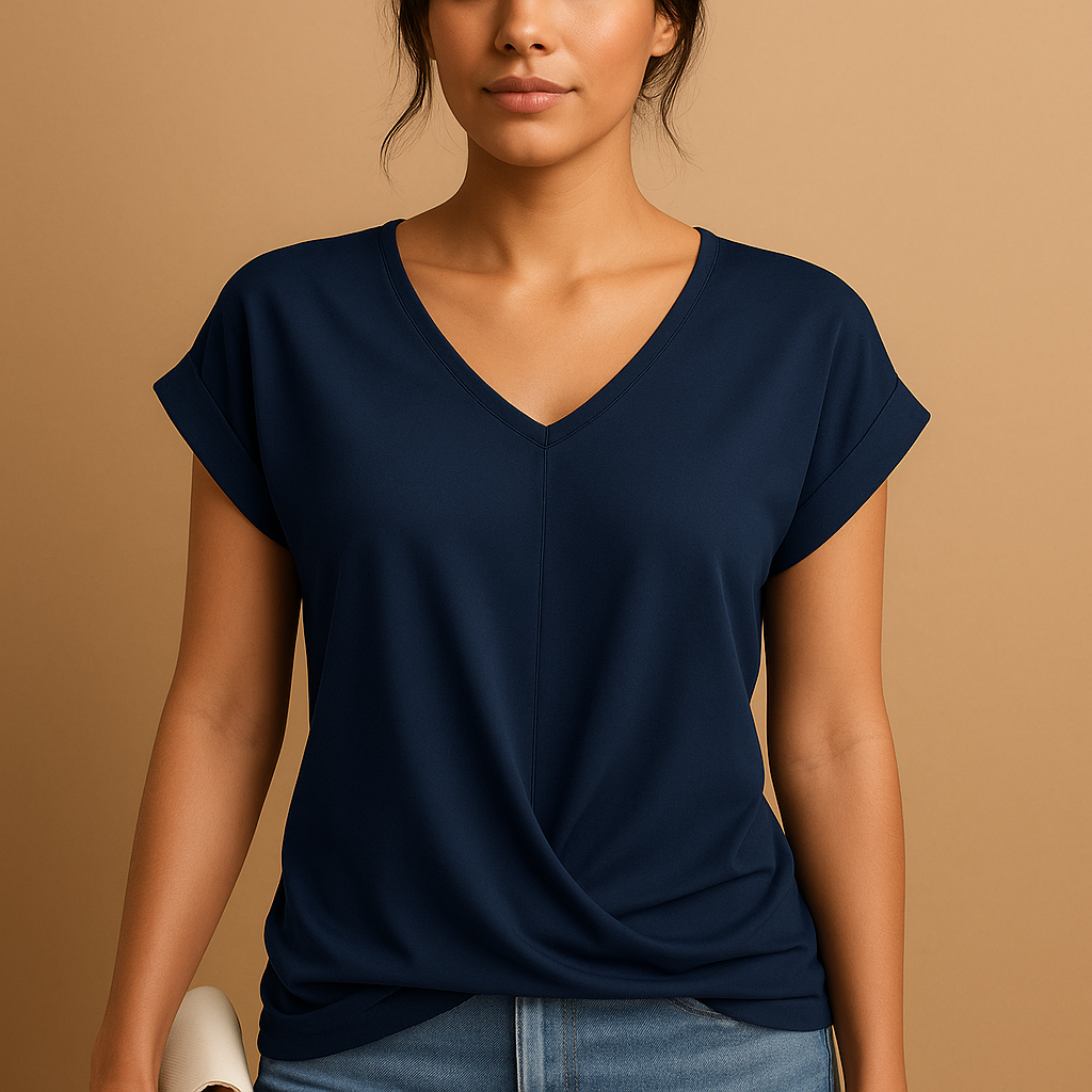 V-hals blouse met flatterende pasvorm voor dames | Joline