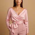 Wikkelblouse met taille-strik voor dames | Julia