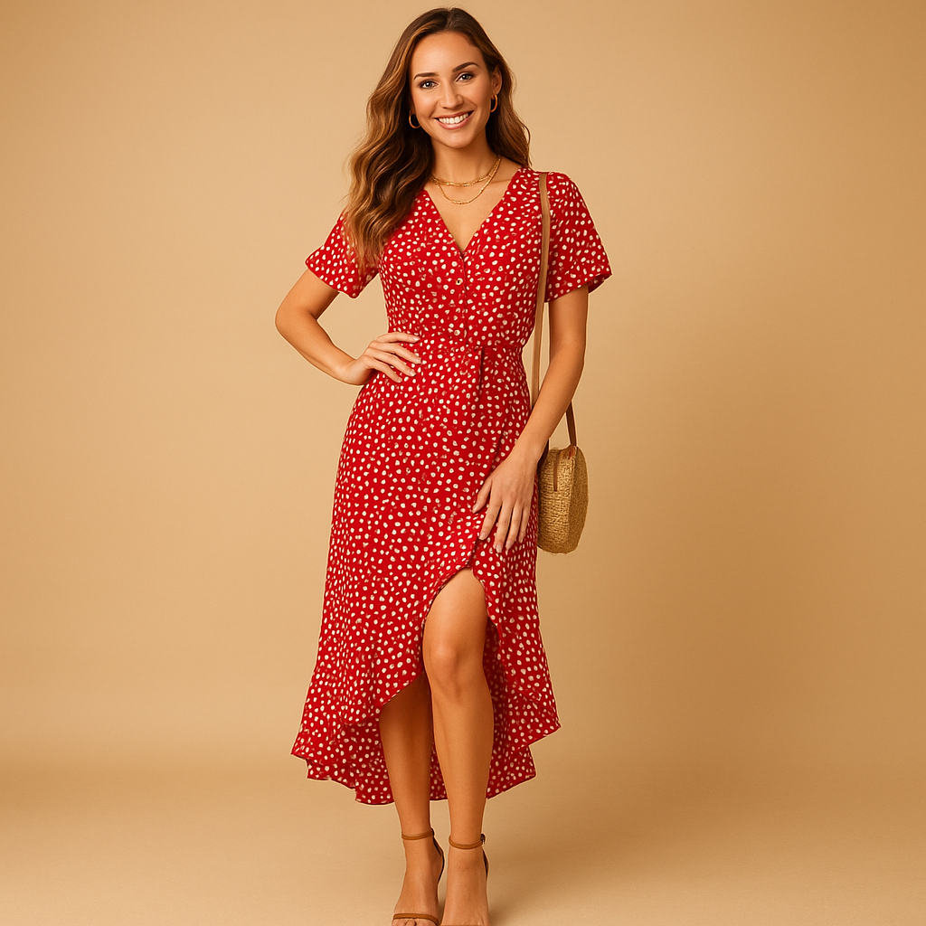 Wikkeljurk met speelse print voor dames | Mila