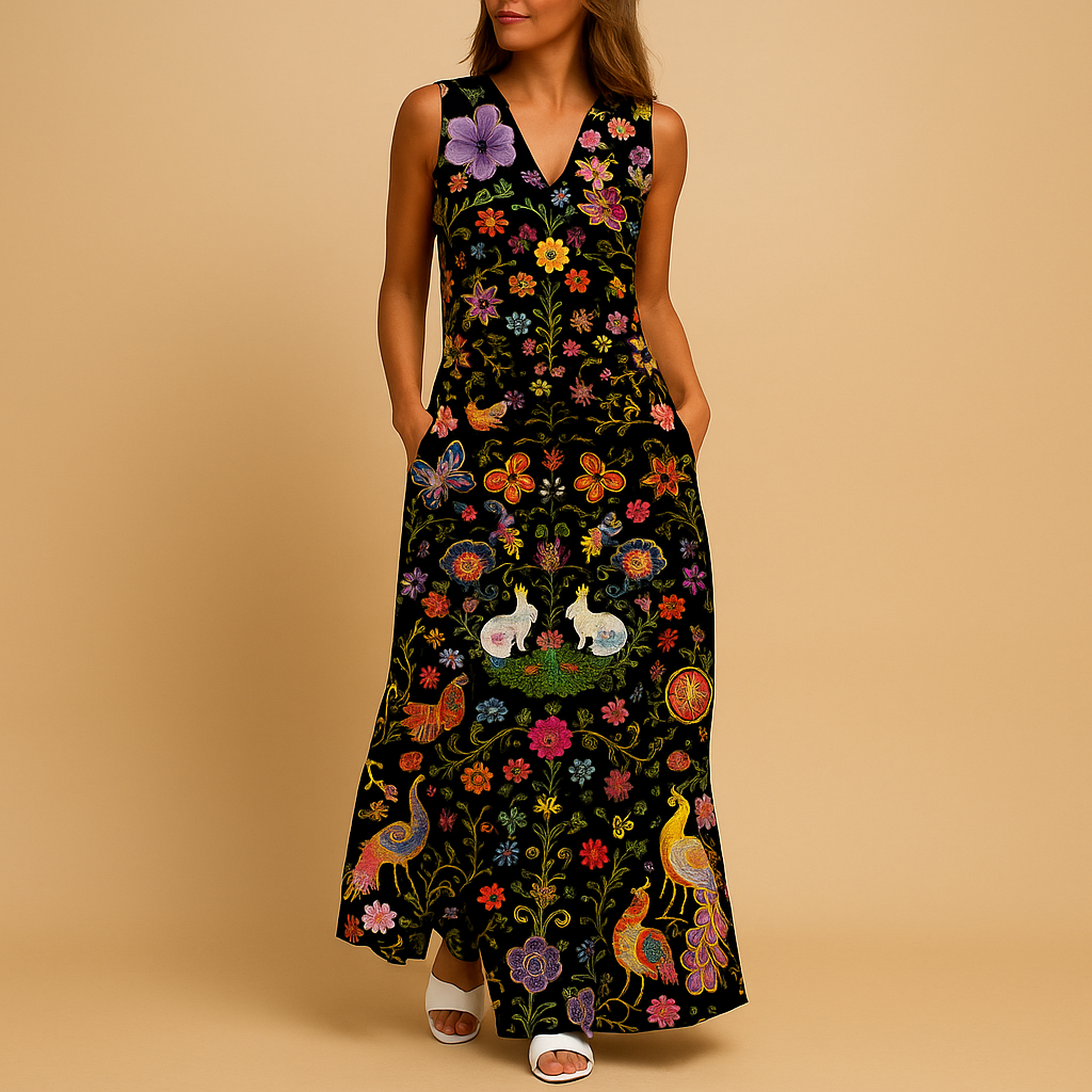 Zomerjurk met kleurrijke print en luchtige pasvorm voor dames | Eliza