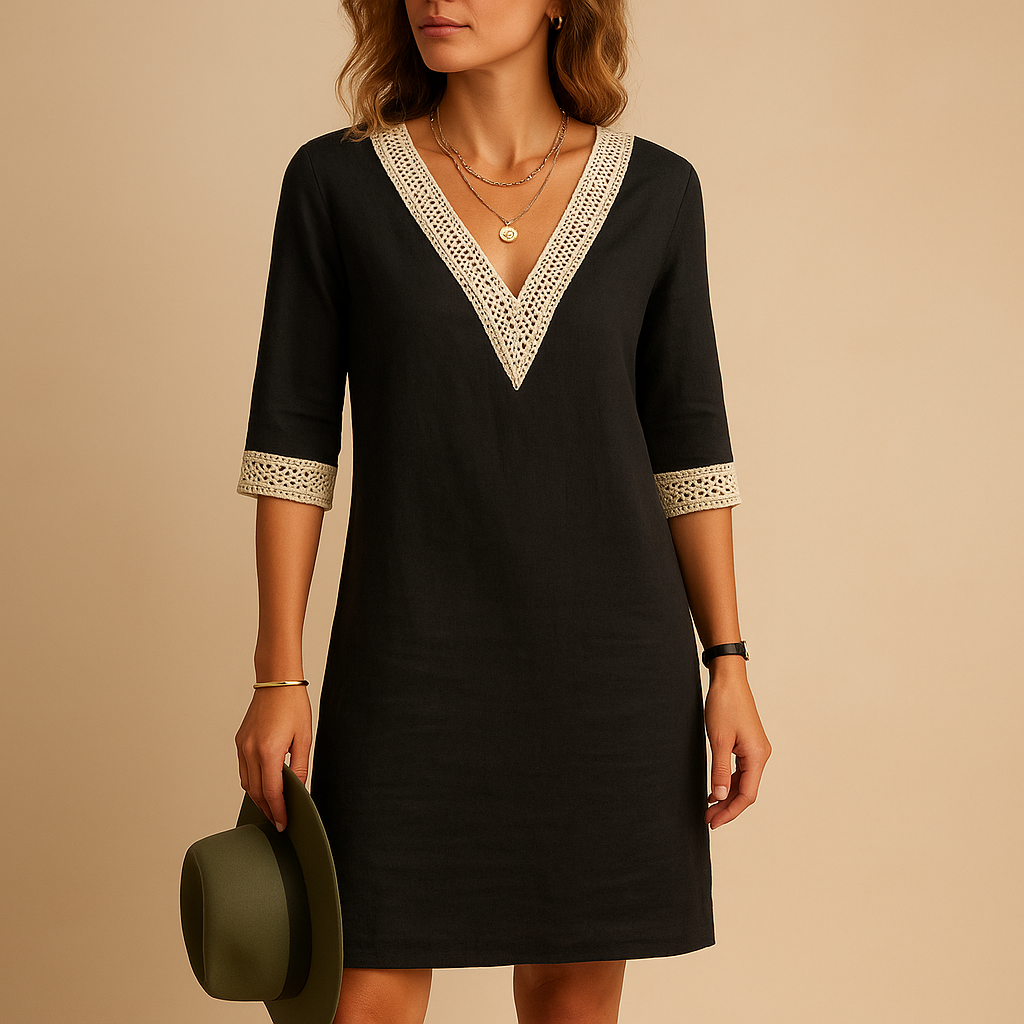 Zomerjurk met V-hals en kanten details voor dames | Elvira