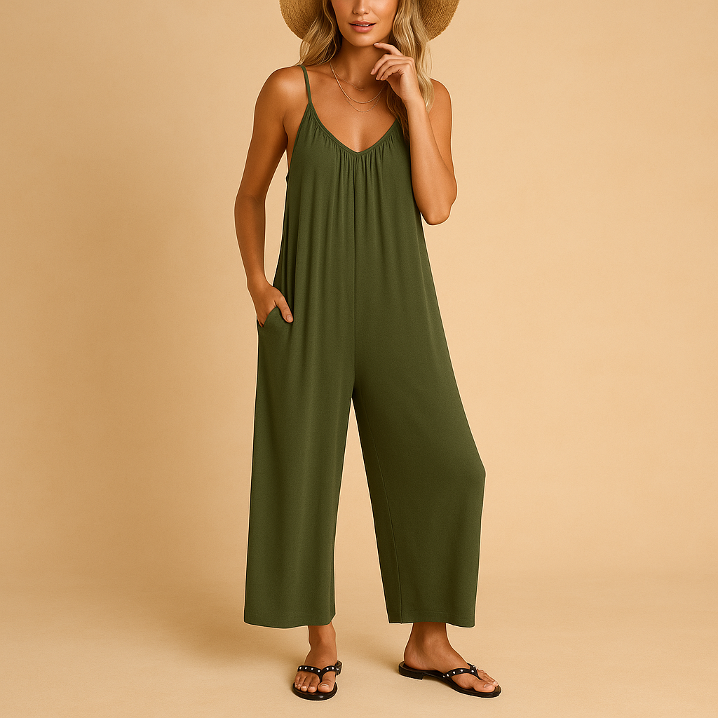 Zomerse mouwloze jumpsuit met verstelbare bandjes voor dames | Elena