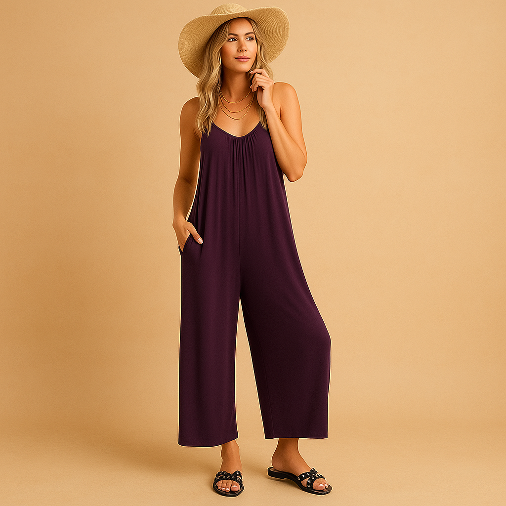 Zomerse mouwloze jumpsuit met verstelbare bandjes voor dames | Elena
