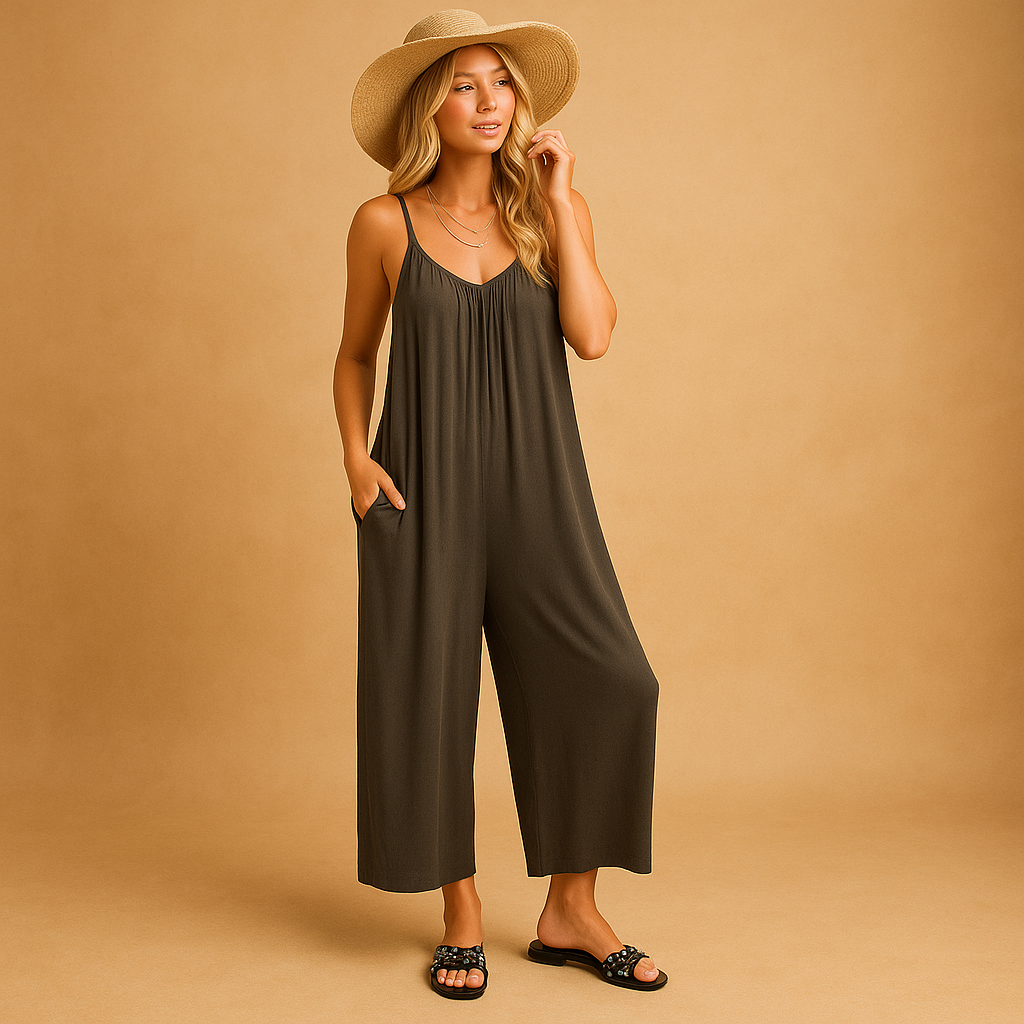 Zomerse mouwloze jumpsuit met verstelbare bandjes voor dames | Elena