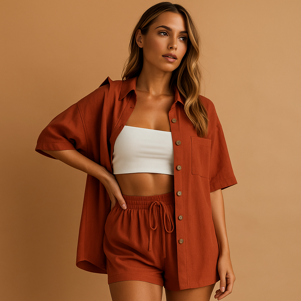 Zomerse lounge set met vest en short voor dames | Fenna