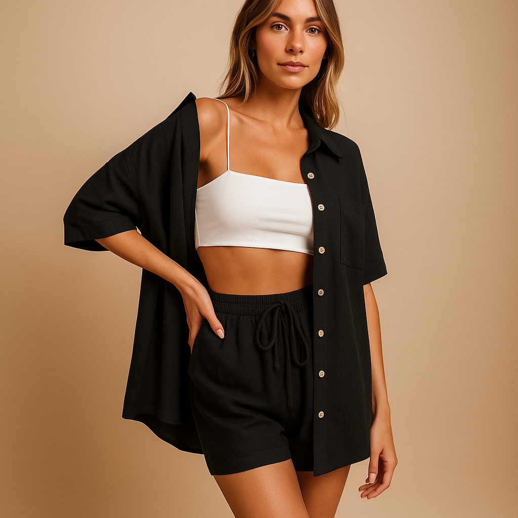 Zomerse lounge set met vest en short voor dames | Fenna