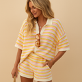 Gestreepte zomerset met blouse en short voor dames | Britt