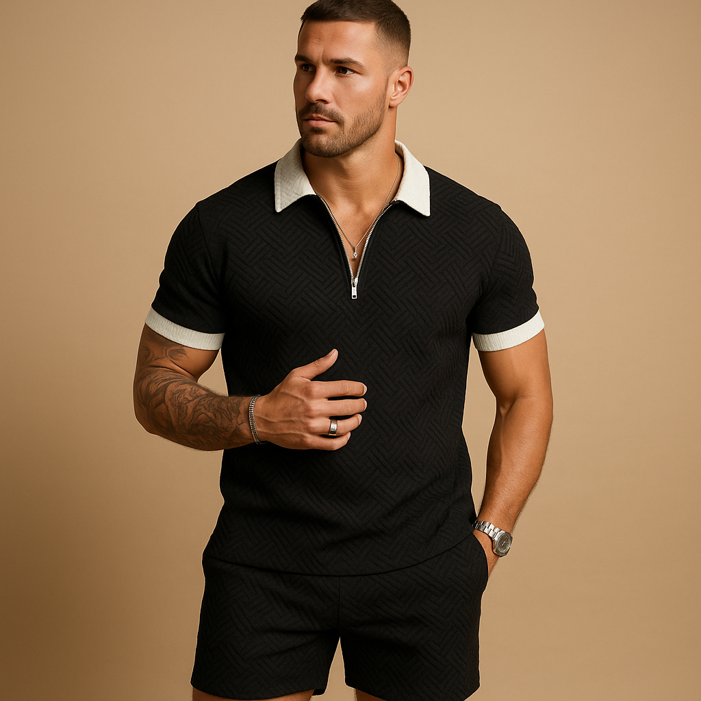 Zomers set met T-shirt en short met rits voor heren | Niels