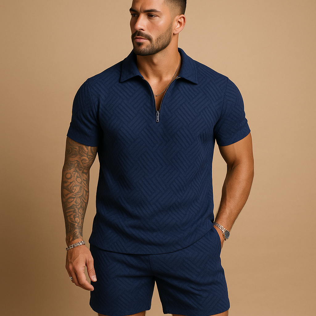 Zomers set met T-shirt en short met rits voor heren | Niels