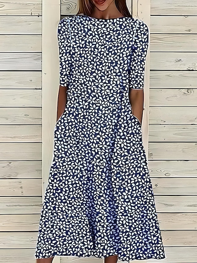 Zenviro – Zomerse midi-jurk met elegante bloemenprint